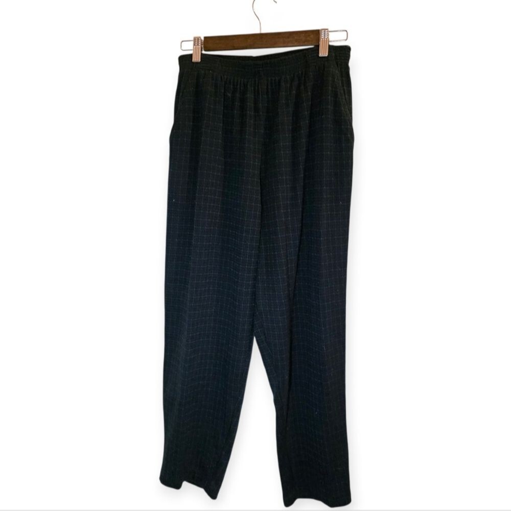 Lauren Woods Vintage Blue Green Plaid Knit Pants Size 14